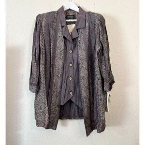 Vintage Tori Alexander Womens Button-Down Jacket Blouse Size 16W Floral Boho New